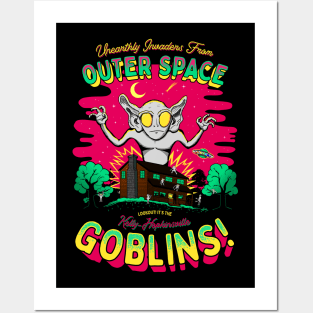 Unearthly Invaders from Outer Space, Lookout! It's the Kelly-Hopkinsville Goblins Cute Cryptid Aliens Posters and Art